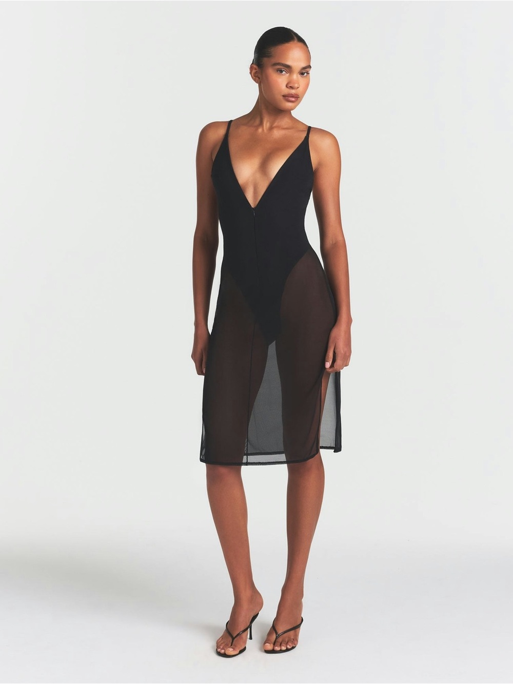 SKIMS Body Mesh Plunge Midi Dress